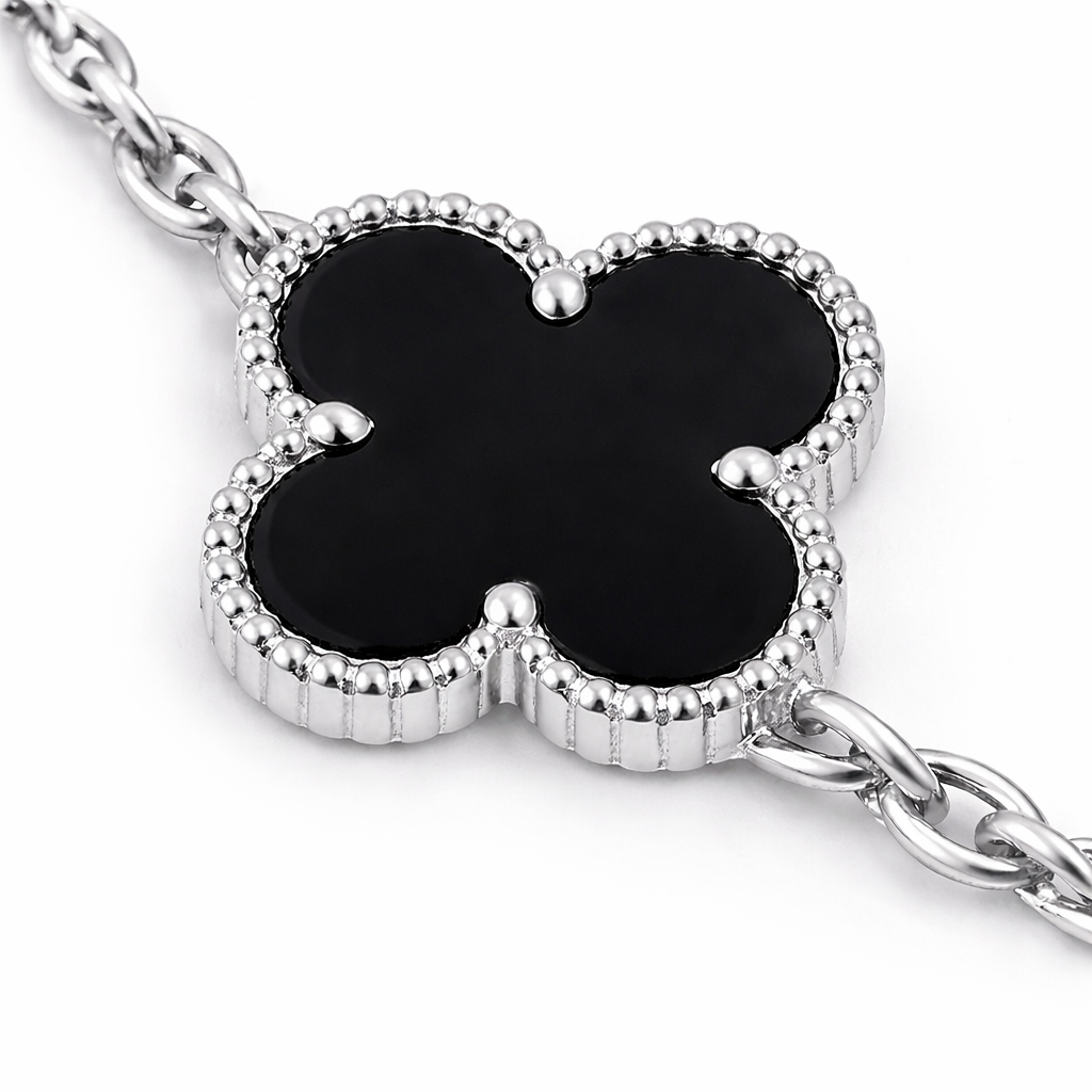 Alpine Weißgold Armband Schwarz