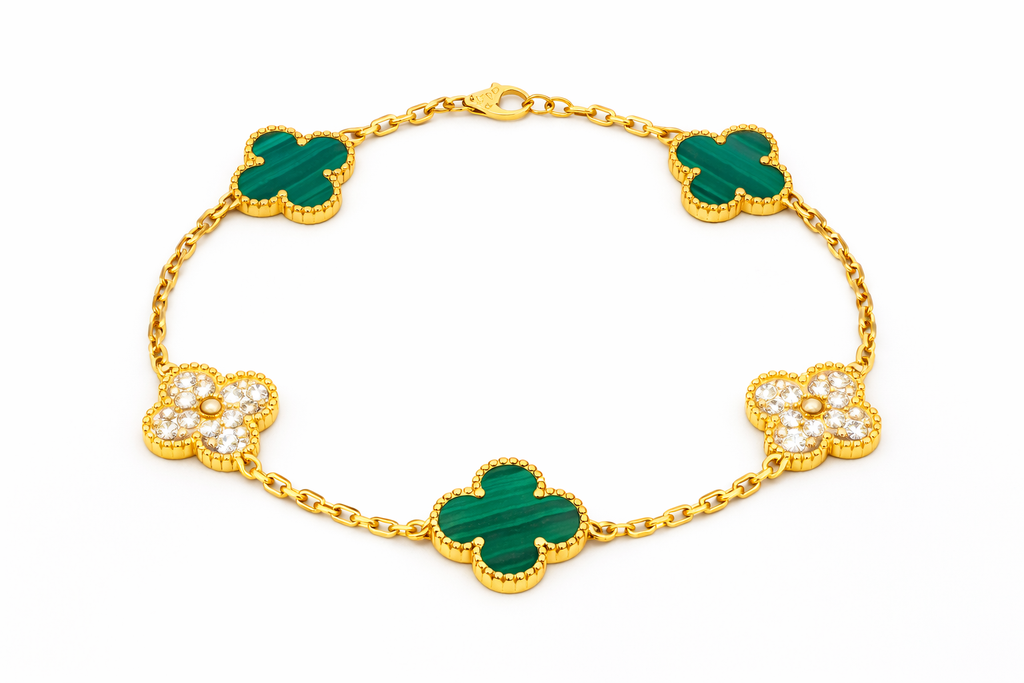 Alpine Gelbgoldarmband mit grünem Diamanten