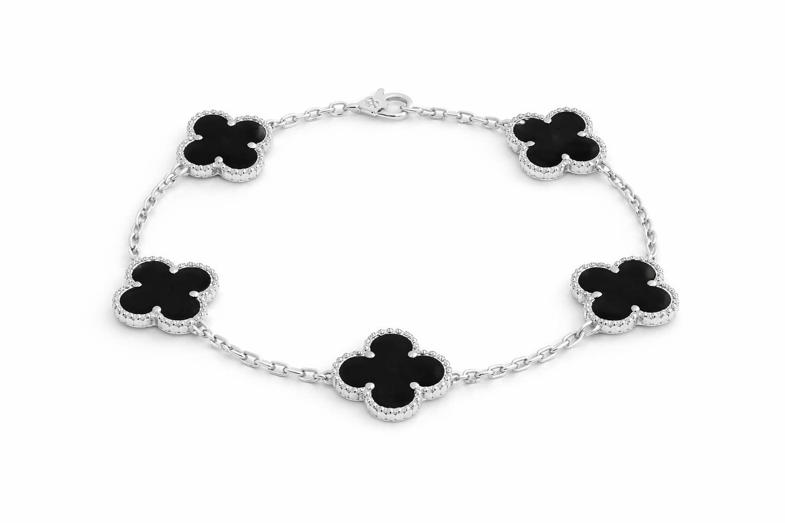 Alpine Weißgold Armband Schwarz